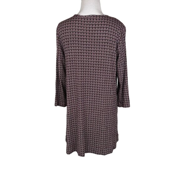 J. Jill Wearever Collection Burgundy Geometric Print Tunic Top Small Rayon Blend - Picture 2 of 6